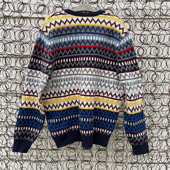 Gap Zig Zag Crewneck Patterned Multicolor Lambswool Sweater XL - Picture 5 of 8